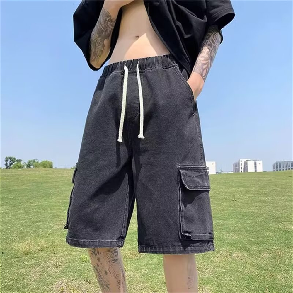 Street Fashion Jeans - 여성용 연한 파란색 데님 반바지, 넉넉한