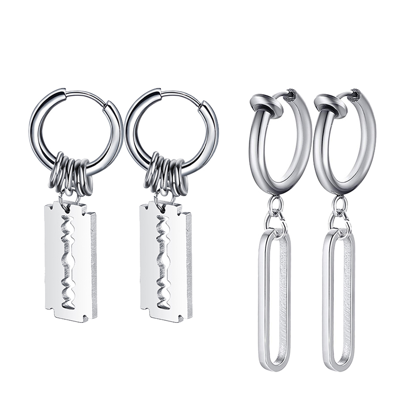 Street Fashion Earrings - 패션 스테인레스 스틸 블레이드 귀걸이 빈티지