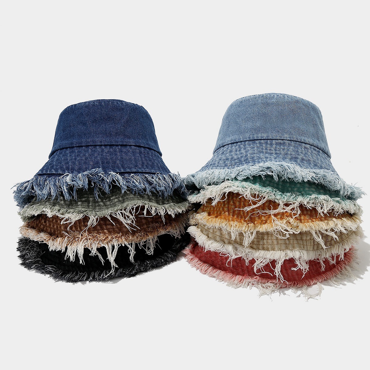 Bucket Hat Embroidered - 유니섹스 트렌디 가을 솔리드 태슬 엣지