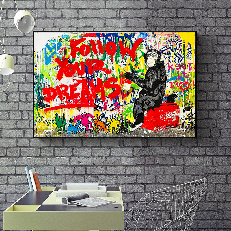 뱅크시 스트리트 월 아트 포스터 팝 그래피티 아트 캔버 - Street Fashion Poster 리뷰 및 가격