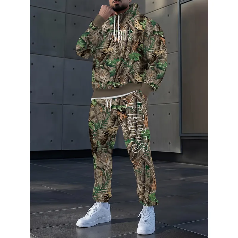 남성용 2피스 정글 위장 후드티와 바지 세트, 리얼한  - Camo Pattern Set 리뷰 및 가격