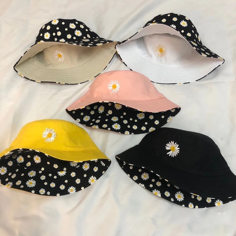 여성용 여름 데이지 양면 버킷 모자, 자수 힙합 파나마 - Bucket Hat Embroidered 리뷰 및 가격