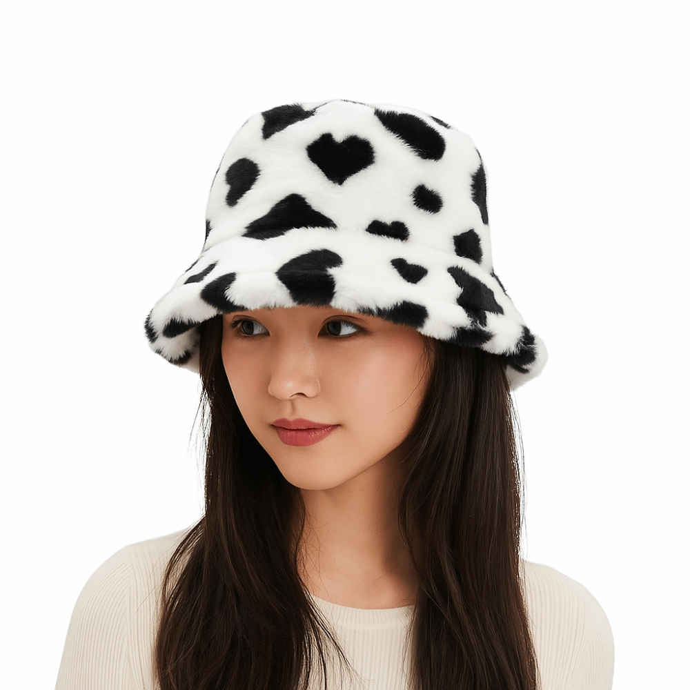 귀여운 인조 퍼 어부 모자 두꺼운 플러피 하트 버킷 햇 - Bucket Hat Embroidered 리뷰 및 가격