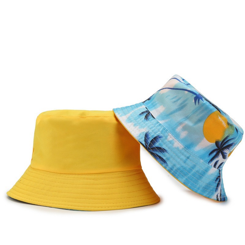 리버시블 버킷햇 남녀공용 트로피컬 야자수 프린트 피셔맨 - Bucket Hat Embroidered 리뷰 및 가격