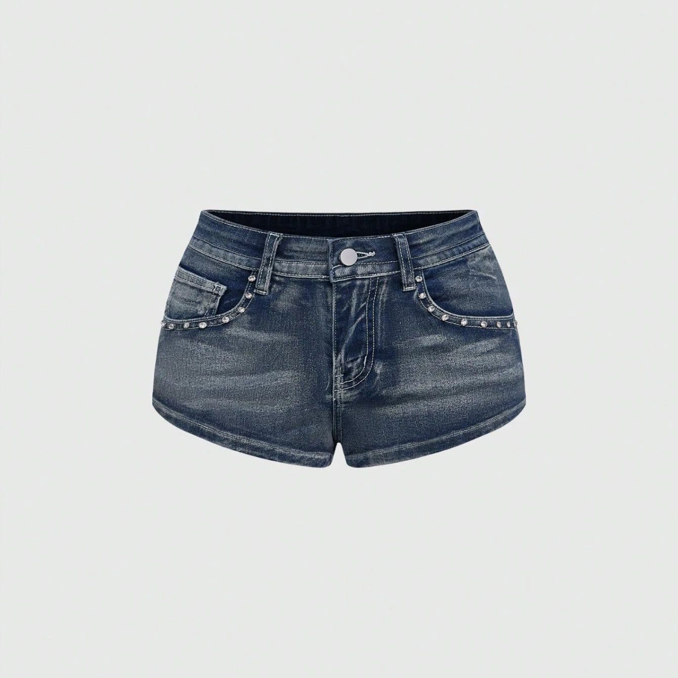 여름 라인스톤 자수 데님 반바지 아메리칸 캐주얼 패션  - Street Fashion Jeans 리뷰 및 가격