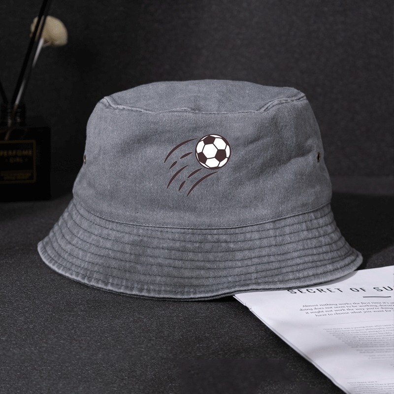 남성용 여행 버킷햇, 레트로 축구 자수 데님 버킷햇,  - Bucket Hat Embroidered 리뷰 및 가격