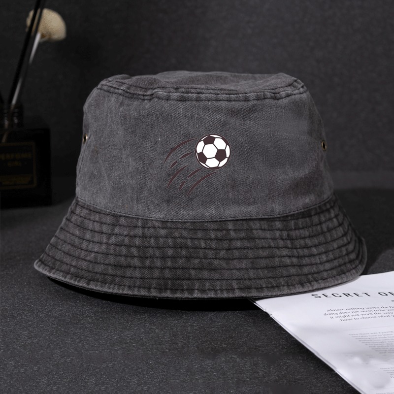 남성용 여행 버킷햇, 레트로 축구 자수 데님 버킷햇,  - Bucket Hat Embroidered 리뷰 및 가격