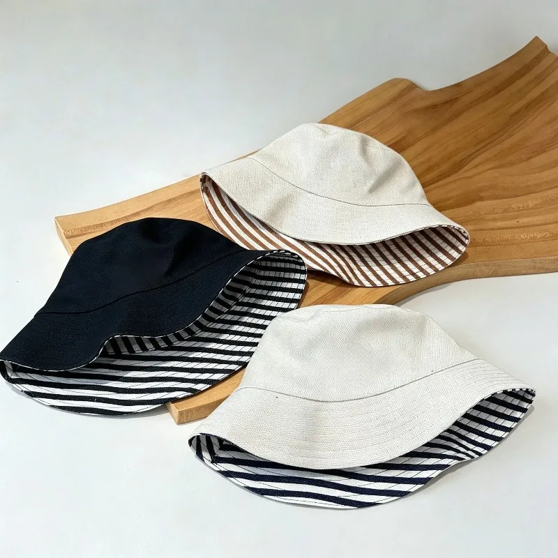 2026년 신제품, 줄무늬 자수 장식의 양면 버킷햇,  - Bucket Hat Embroidered 리뷰 및 가격