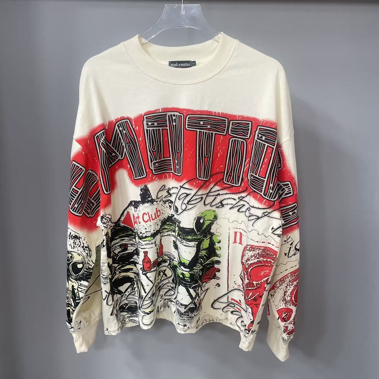 고품질 디자이너 MIXED-EMOTION 긴팔 티셔츠  - Street Fashion Hoodie 리뷰 및 가격
