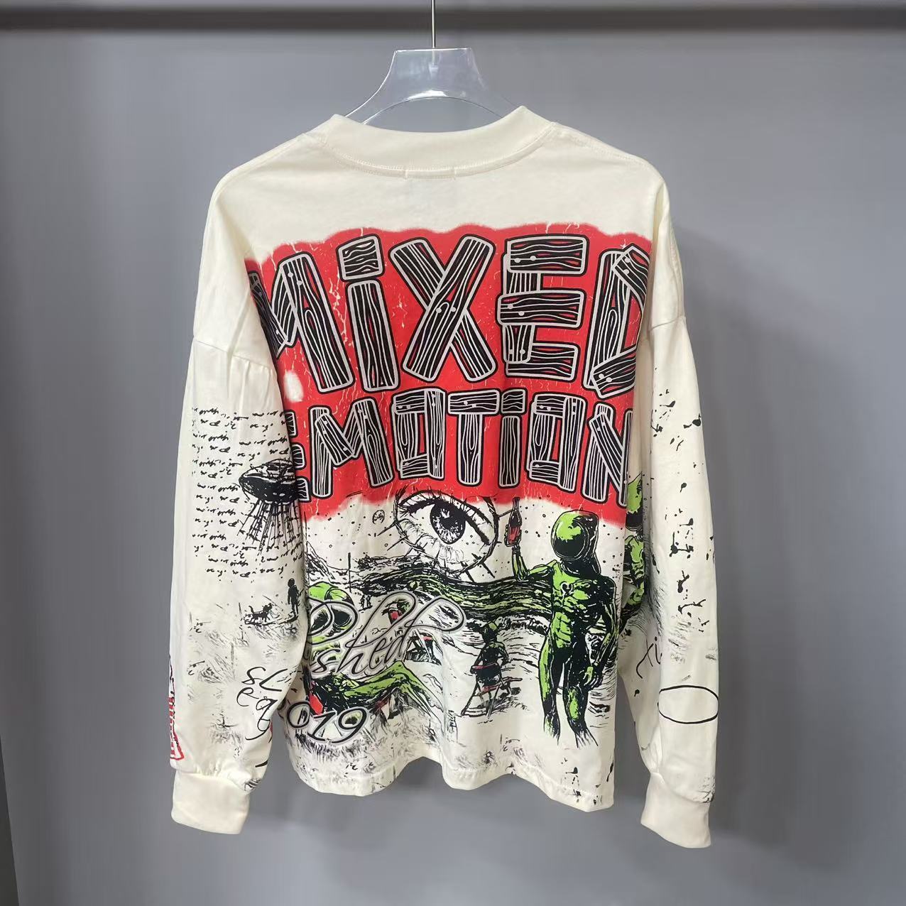 고품질 디자이너 MIXED-EMOTION 긴팔 티셔츠  - Street Fashion Hoodie 리뷰 및 가격