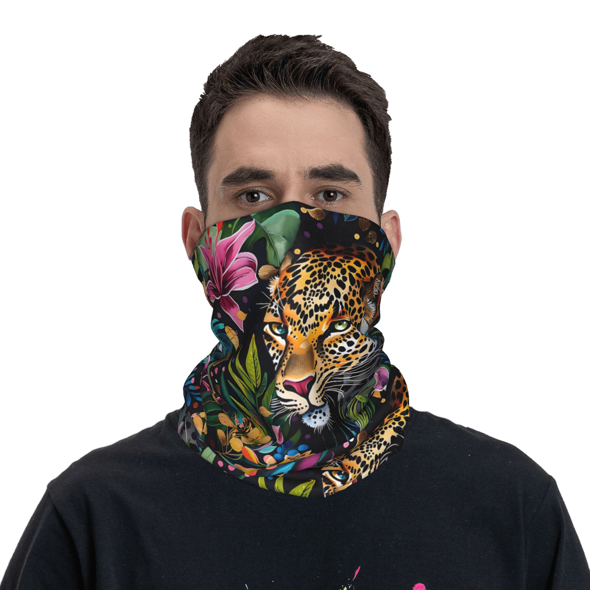 레오파드 무늬와 열대 꽃무늬가 있는 발라클라바, 라이딩 - Balaclava Face Mask 리뷰 및 가격