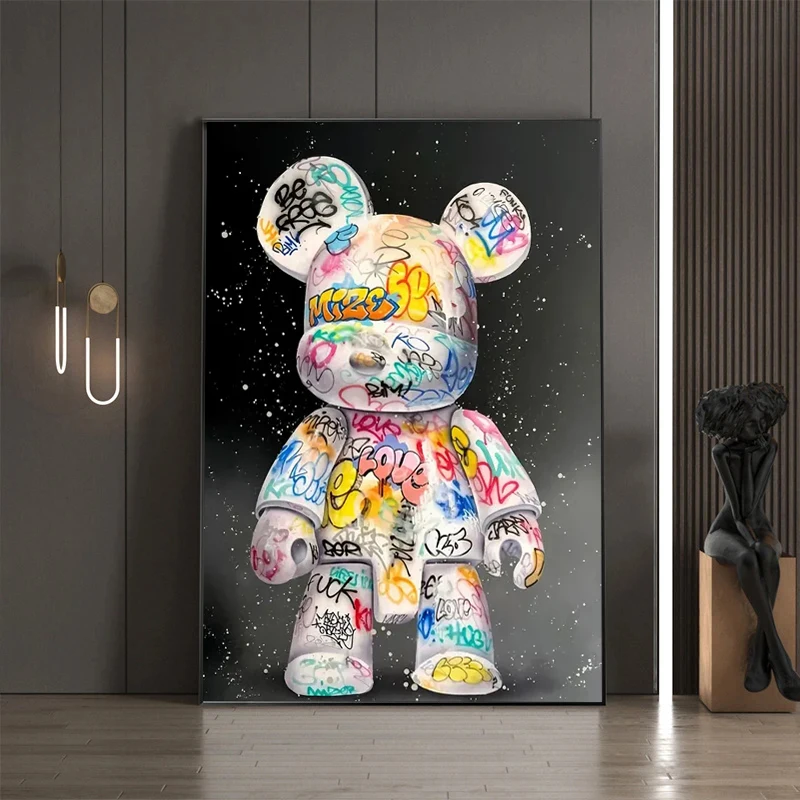 만화 그래피티 곰 캔버스 그림 귀여운 캐릭터 팝아트 포 - Street Fashion Poster 리뷰 및 가격