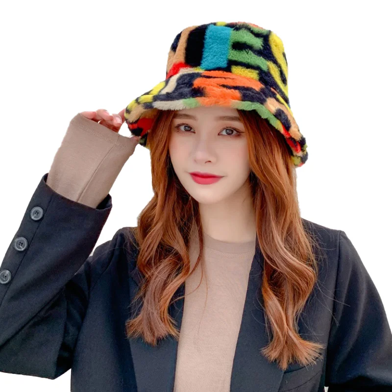 2024New 겨울 양동이 모자 푹신한 모피 남성 여성 - Bucket Hat Embroidered 리뷰 및 가격