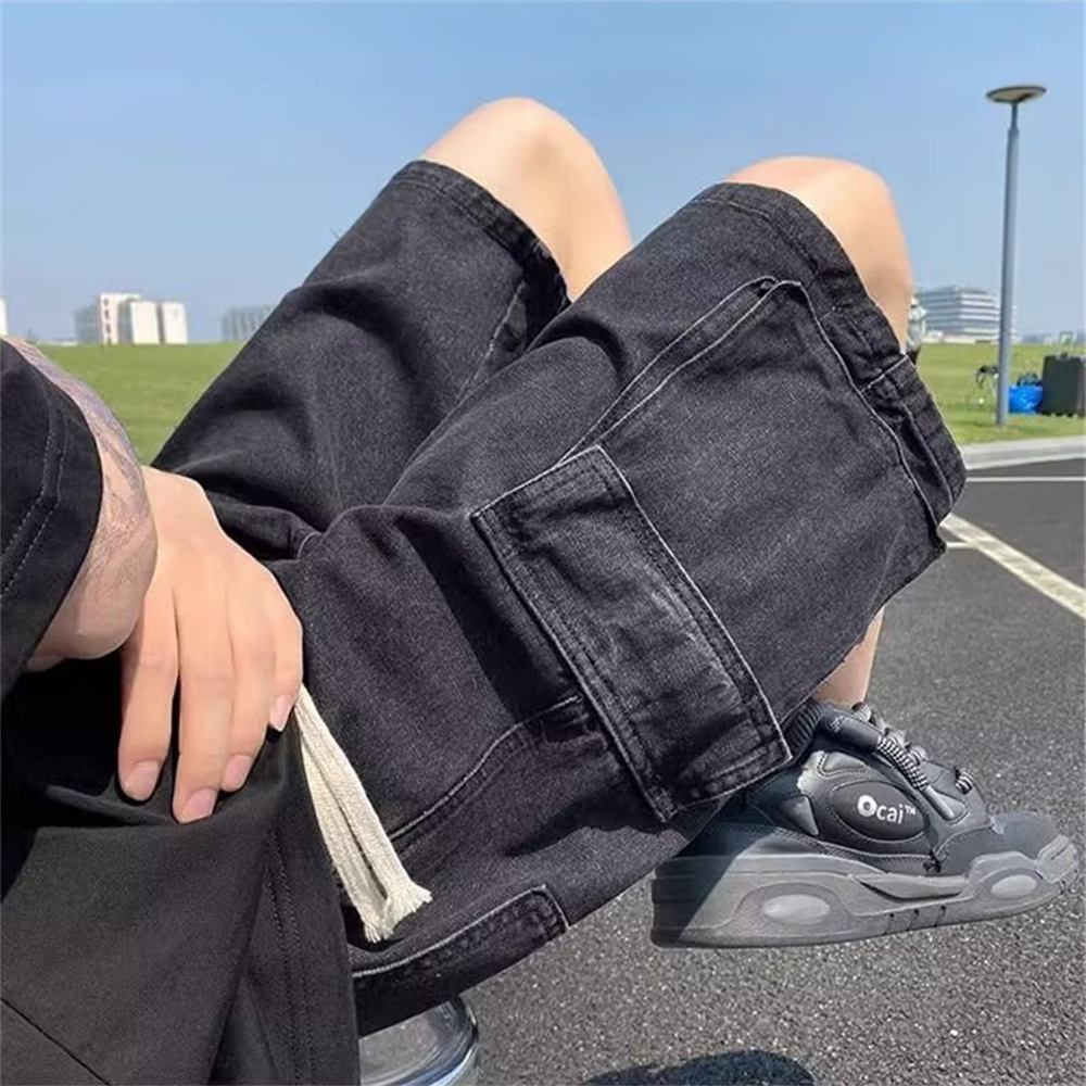 여성용 연한 파란색 데님 반바지, 넉넉한 핏, 와이드  - Street Fashion Jeans 리뷰 및 가격