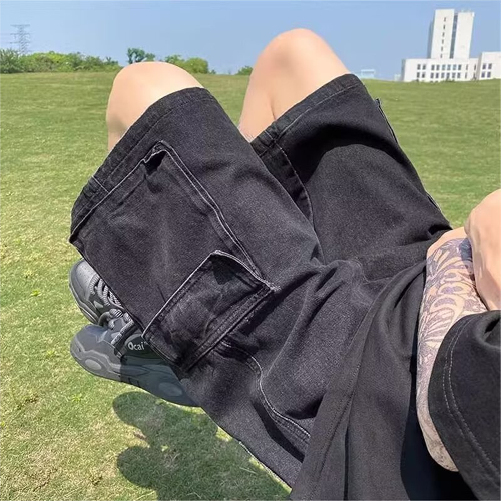 여성용 연한 파란색 데님 반바지, 넉넉한 핏, 와이드  - Street Fashion Jeans 리뷰 및 가격