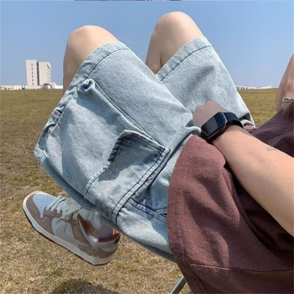 여성용 연한 파란색 데님 반바지, 넉넉한 핏, 와이드  - Street Fashion Jeans 리뷰 및 가격