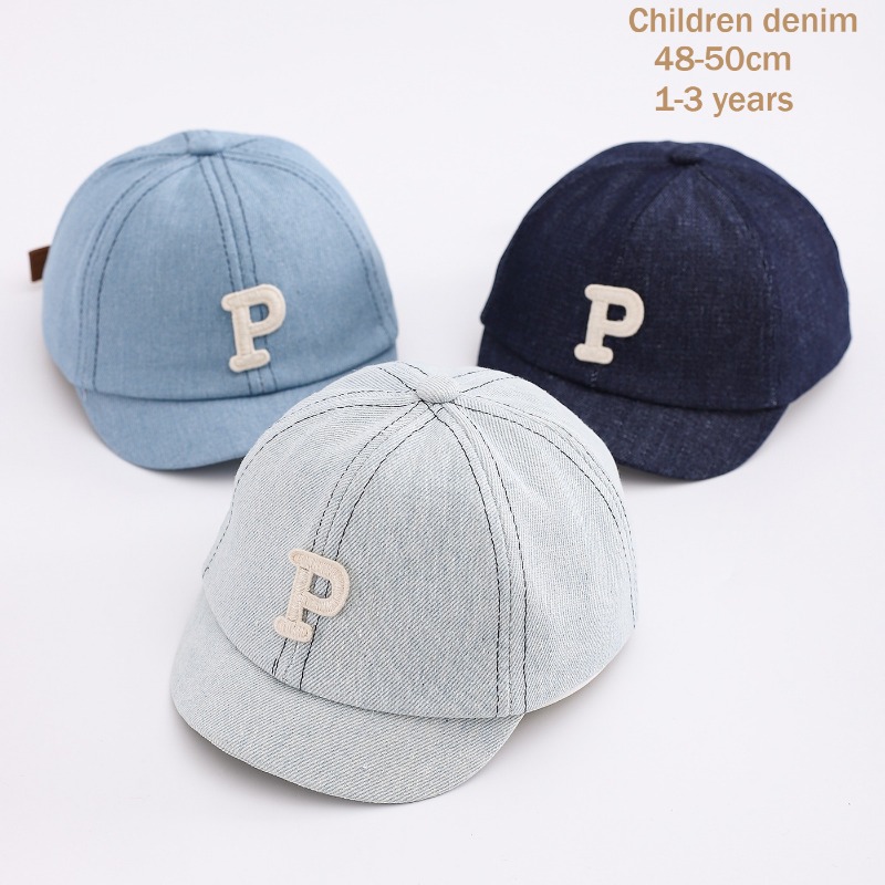 키즈 데님 야구 모자 48-50cm 워싱 코튼 캐주얼  - Street Fashion Hats 리뷰 및 가격