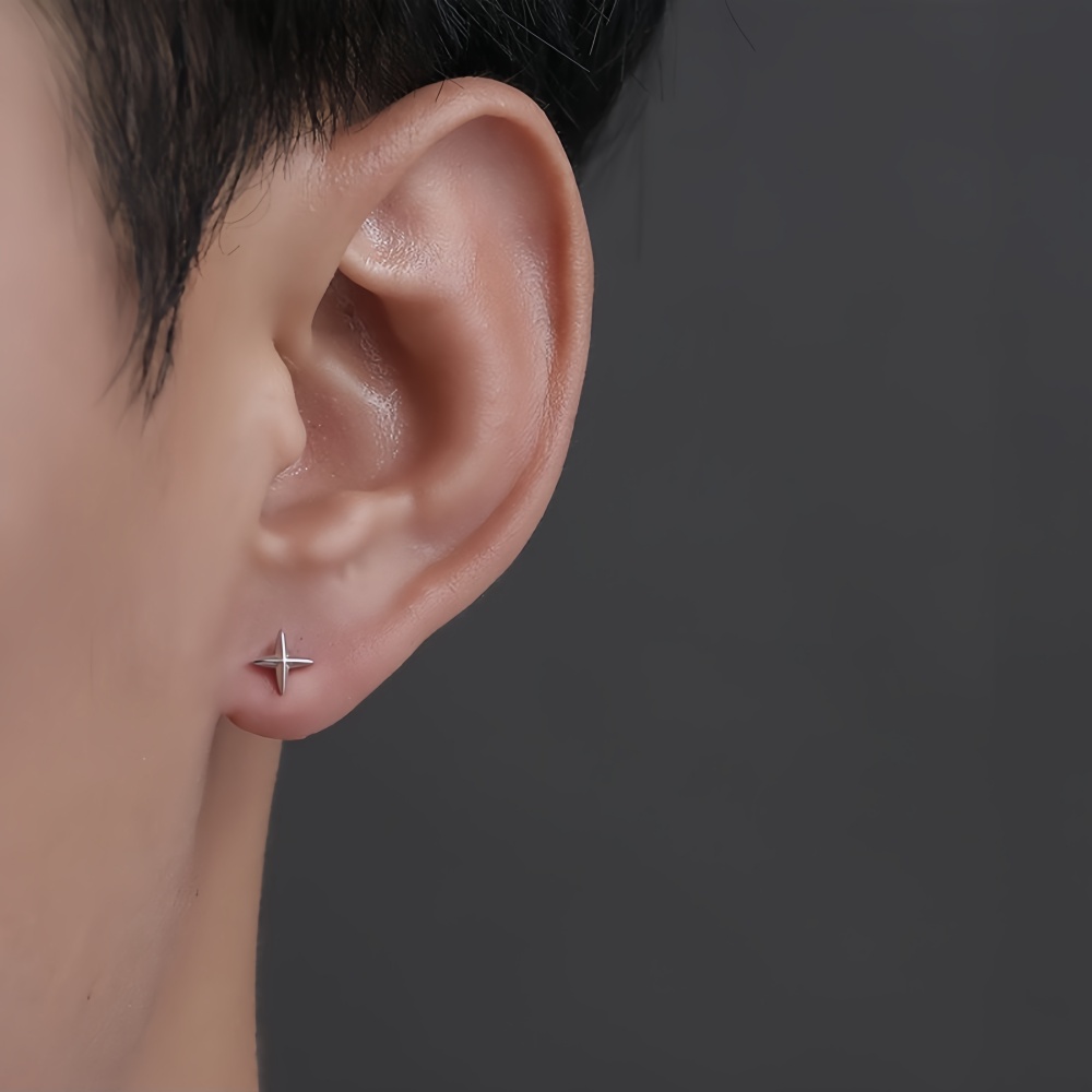 심플한 십자가 별 모양 남성 합금 스터드 귀걸이 레트로 - Street Fashion Earrings 리뷰 및 가격