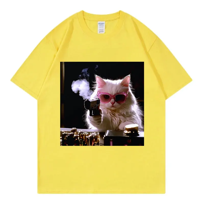 화려한 마피아 고양이, 재미있는 밈 그래픽이 들어간 티 - Street Fashion Com 리뷰 및 가격