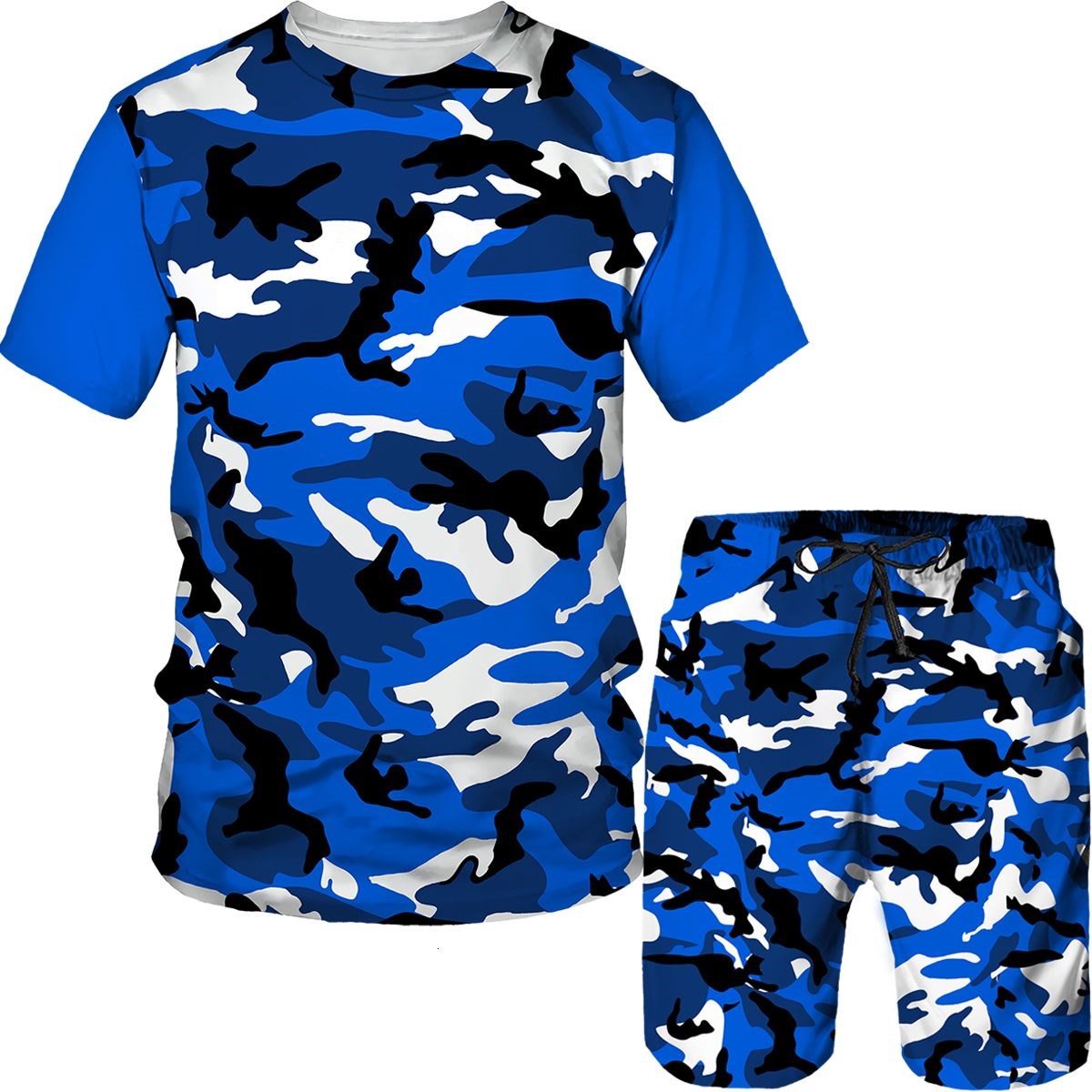 남성용 위장 티셔츠 반바지 2 피스 세트, 3D 카모  - Camo Pattern Set 리뷰 및 가격