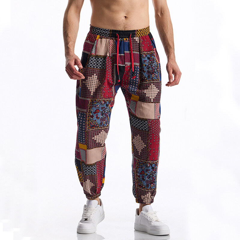 남성 Boho 부족 인쇄 리넨 바지 코튼 여름 캐주얼  - Running Pant Jogger 리뷰 및 가격