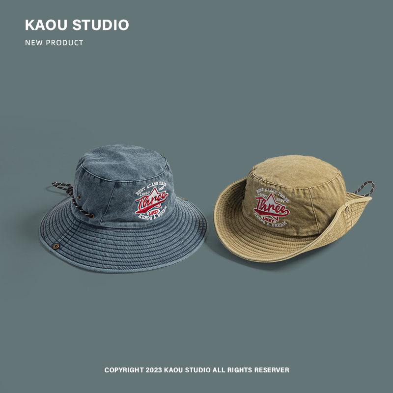 레트로 편지 수 놓은 카우보이 모자 여성 야외 선 스크 - Bucket Hat Embroidered 리뷰 및 가격