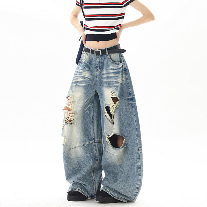 미국 스트릿 스타일 여름 데미지 진 캐주얼 패션 레트로 - Street Fashion Jeans 리뷰 및 가격