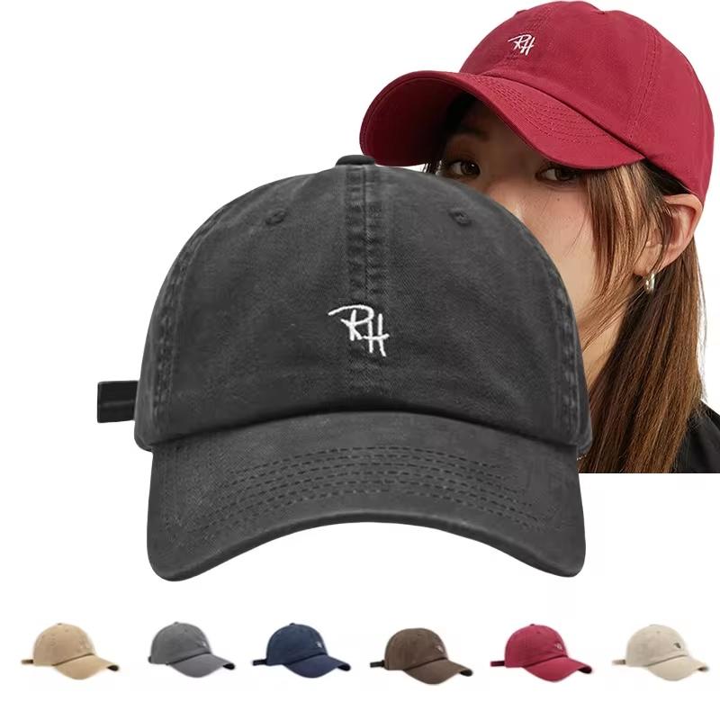 RH 레터 자수 야구 모자 조절 가능한 여름 캐주얼 모 - Street Fashion Hats 리뷰 및 가격
