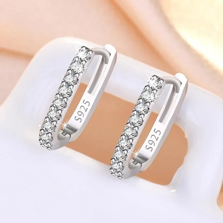 고품질 925 스털링 실버 크리스탈 패션 원형 후프 귀 - Street Fashion Earrings 리뷰 및 가격