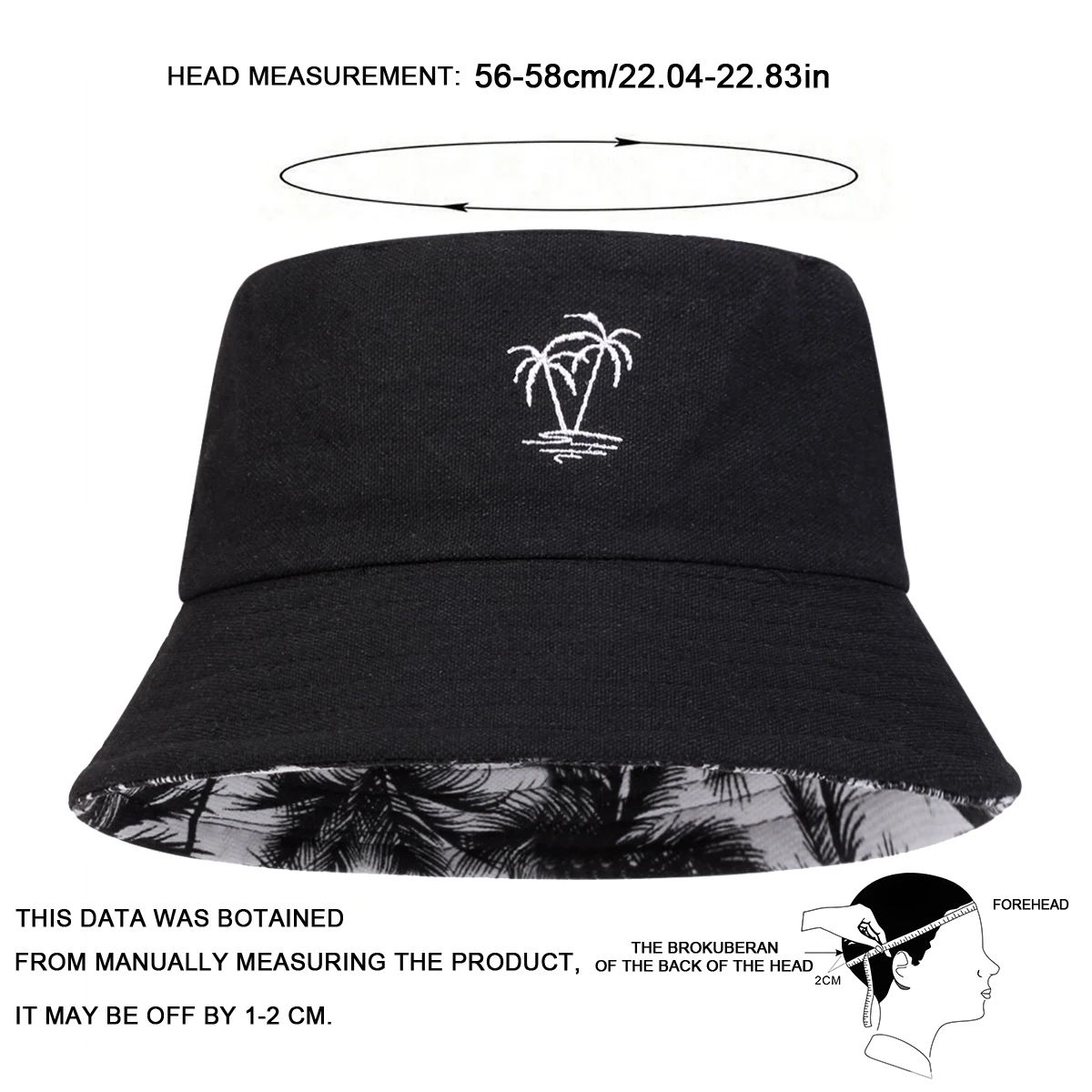 유니섹스 코코넛 나무 자수 양면 착용 버킷햇 어부 모자 - Bucket Hat Embroidered 리뷰 및 가격